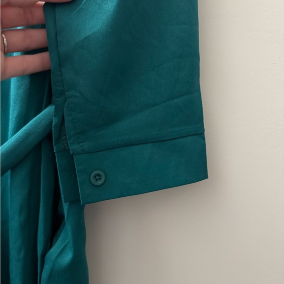 Teal Button-Up Belted Dress - Picture 3 of 4